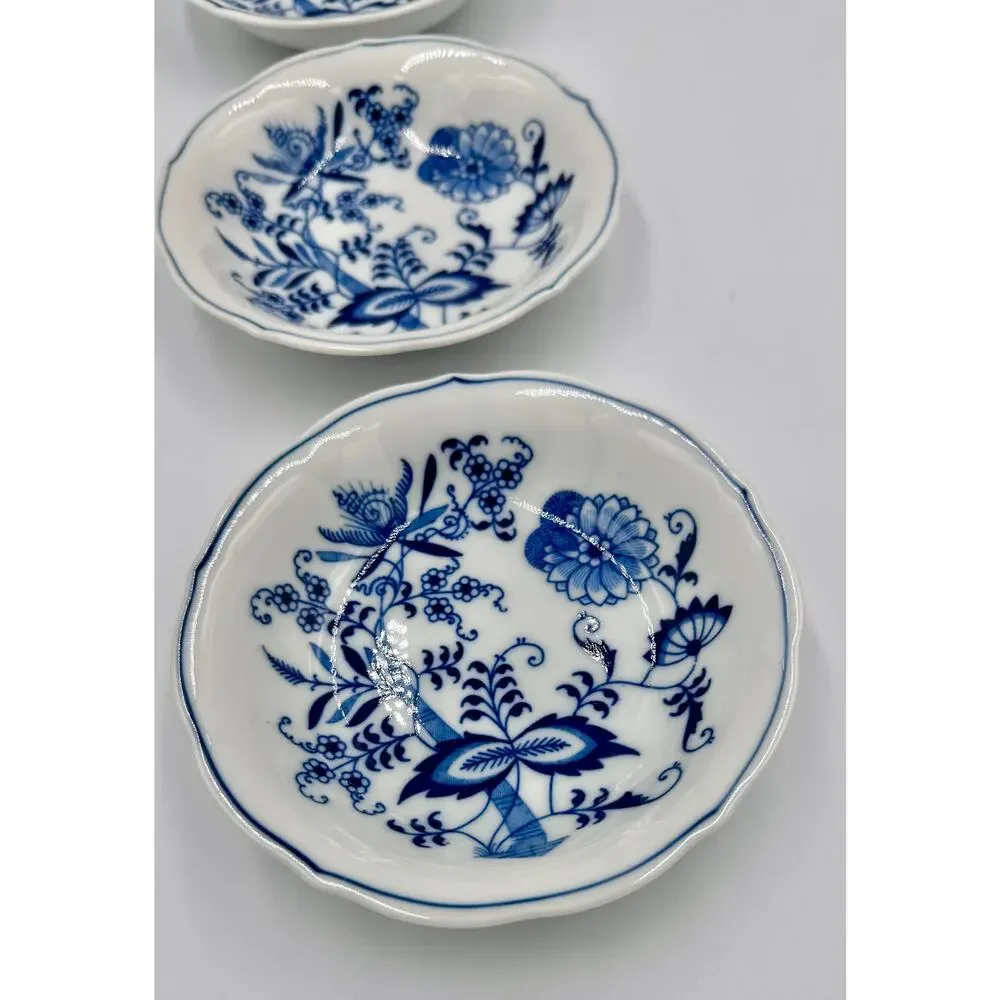 Danube Blue Onion Blue & White 3pc Fruit Dessert Sauce Bowl Set